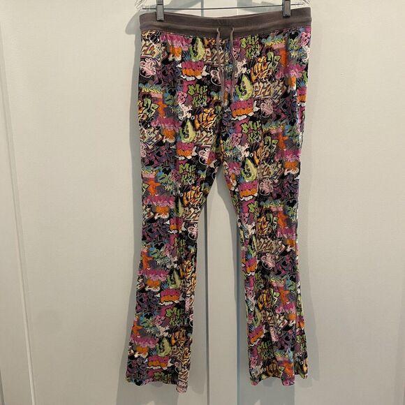 Disney Parks Mickey Pajama Pants Womens Large Lounge Stretch Graffiti - Picture 3 of 16